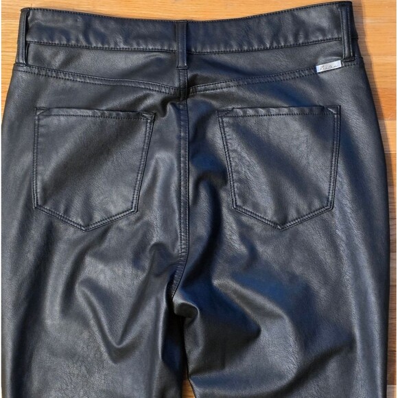 Kancan 11 Black Faux Leather Flare Button Fly Rocker Moto Pants - Picture 4 of 8